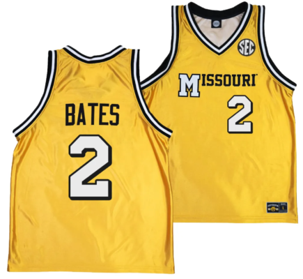 Tamar Bates Jersey #2 Missouri Tigers Alternate Basketball Throwback Legacy uniform Gold