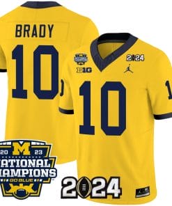 Tom Brady Jersey #10 Michigan Wolverines Vapor Limited Football 2024 National Champions Patch Maize