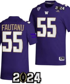 Troy Fautanu Jersey #55 Washington Huskies 2024 College Football Playoff National Championship Purple