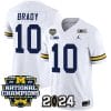 Tom Brady Jersey #10 Michigan Wolverines Vapor Limited Football 2024 National Champions Patch White 4 Tom Brady Jersey #10 Michigan Wolverines Vapor Limited Football 2024 National Champions Patch White