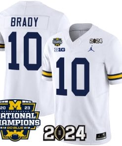 Tom Brady Jersey #10 Michigan Wolverines Vapor Limited Football 2024 National Champions Patch White