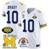 Tom Brady Jersey #10 Michigan Wolverines Vapor Stitched 1000 Wins Rose Bowl Patch White 4 Tom Brady Jersey #10 Michigan Wolverines Vapor Stitched 1000 Wins Rose Bowl Patch White
