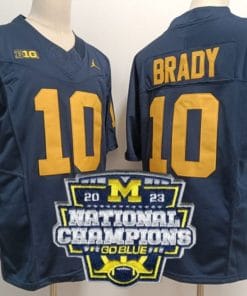 Tom Brady Jersey #12 Michigan Wolverines Football 2023 National Champions Patch Navy