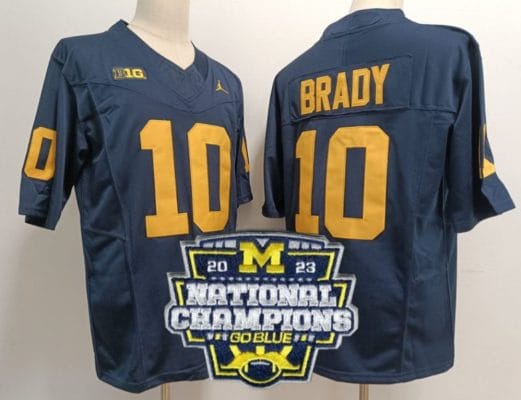 Tom Brady Jersey #12 Michigan Wolverines Football 2023 National Champions Patch Navy 8 Tom Brady Jersey #12 Michigan Wolverines Football 2023 National Champions Patch Navy