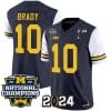 Tom Brady Jersey #10 Michigan Wolverines Vapor Limited Football 2024 National Champions Patch White Sleeves