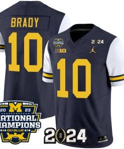 Tom Brady Jersey #10 Michigan Wolverines Vapor Limited Football 2024 National Champions Patch White Sleeves