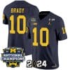 Tom Brady Jersey #10 Michigan Wolverines Vapor Limited Football 2024 National Champions Patch Navy 5 Tom Brady Jersey #10 Michigan Wolverines Vapor Limited Football 2024 National Champions Patch Navy