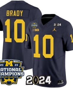 Tom Brady Jersey #10 Michigan Wolverines Vapor Limited Football 2024 National Champions Patch Navy