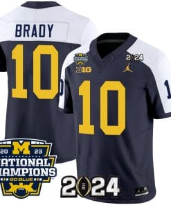 Tom Brady Jersey #10 Michigan Wolverines Vapor Limited Football 2024 National Champions Patch Alternate