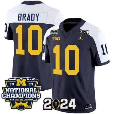 Tom Brady Jersey #10 Michigan Wolverines Vapor Limited Football 2024 National Champions Patch Alternate