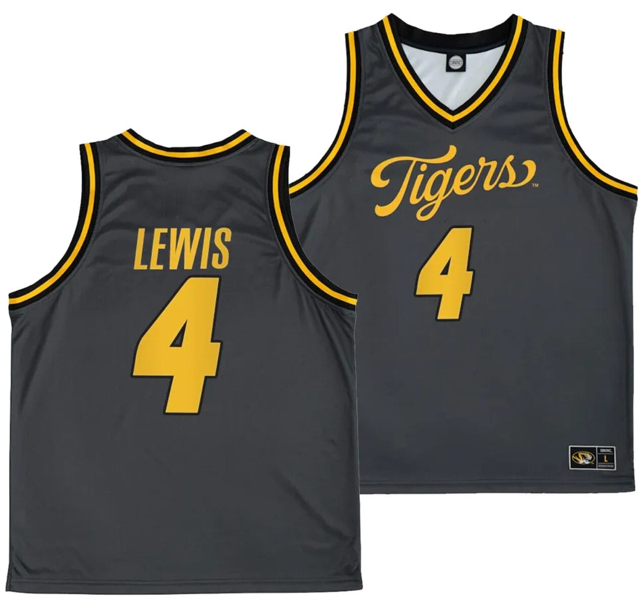 Curt Lewis Jersey #4 Missouri Tigers Anthracite Alternate Script College Basketball 1 Curt Lewis Jersey #4 Missouri Tigers Anthracite Alternate Script College Basketball