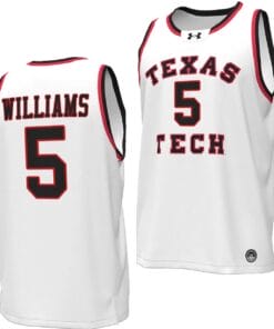 Darrion Williams Jersey #5 Texas Tech Red Raiders Throwback Basketball Replica White