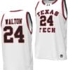 Kerwin Walton Jersey #24 Texas Tech Red Raiders Throwback Basketball Replica White