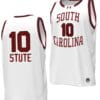 Myles Stute Jersey #10 South Carolina Gamecocks Basketball Throwback Replica White