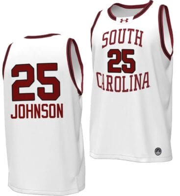 Raven Johnson Jersey #25 South Carolina Gamecocks Basketball Throwback Replica White