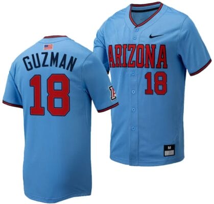 Adonys Guzman Jersey #18 Arizona Wildcats Replica Baseball Full-Button Light Blue