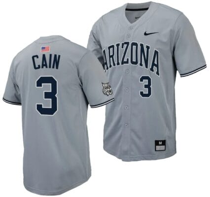 Andrew Cain Jersey #3 Arizona Wildcats Replica Baseball Full-Button Gray