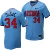 Anthony Susac Jersey #34 Arizona Wildcats Replica Baseball Full-Button Light Blue