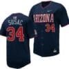Anthony Susac Jersey #34 Arizona Wildcats Replica Baseball Full-Button Navy