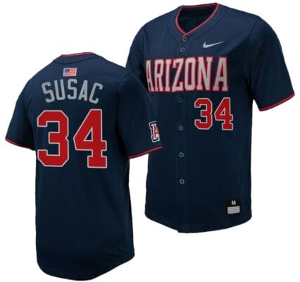 Anthony Susac Jersey #34 Arizona Wildcats Replica Baseball Full-Button Navy