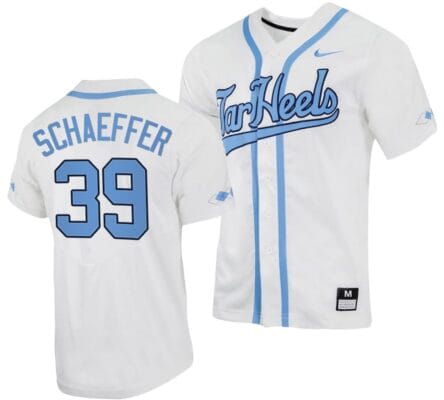 Brandon Schaeffer Jersey #39 North Carolina Tar Heels Baseball White Full-Button