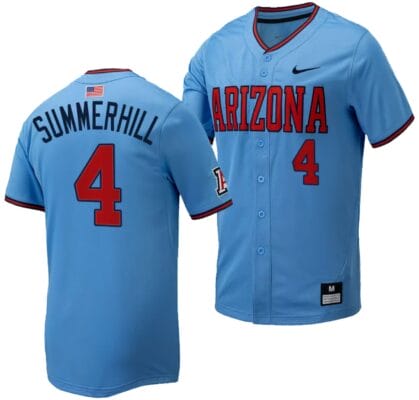 Brendan Summerhill Jersey #4 Arizona Wildcats Replica Baseball Full-Button Light Blue