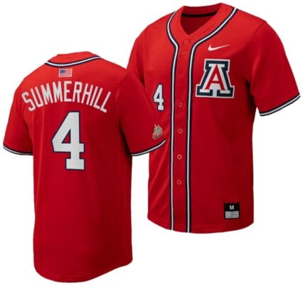 Brendan Summerhill Jersey #4 Arizona Wildcats Replica Baseball Full-Button Red