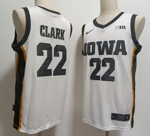 Caitlin Clark Jersey #22 Iowa Hawkeyes Ncaa College Basketball White Black