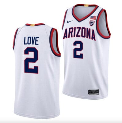 Caleb Love Jersey #2 Arizona Wildcats College Basketball White