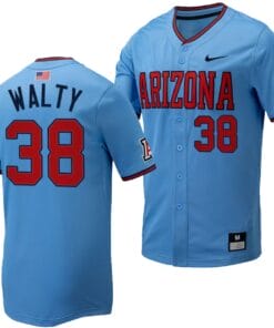 Cam Walty Jersey #38 Arizona Wildcats Replica Baseball Full-Button Light Blue