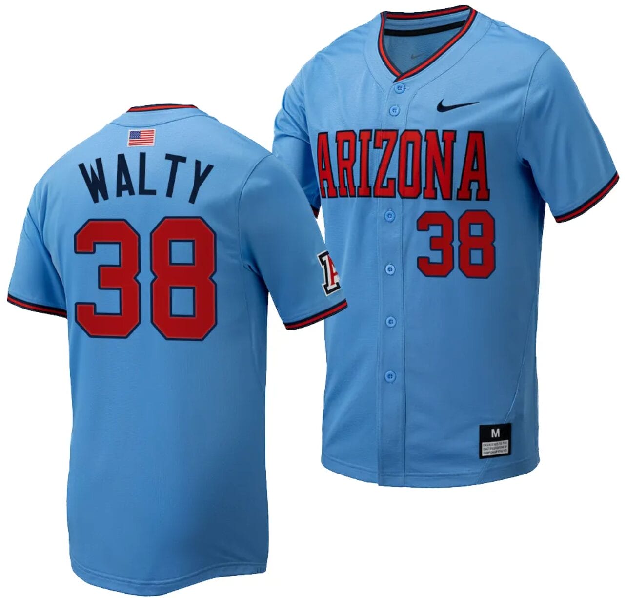 Cam Walty Jersey #38 Arizona Wildcats Replica Baseball Full-Button Light Blue 1 Cam Walty Jersey #38 Arizona Wildcats Replica Baseball Full-Button Light Blue