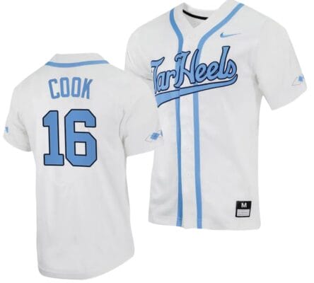 Casey Cook Jersey #16 North Carolina Tar Heels Baseball White Full-Button 8 Casey Cook Jersey North Carolina Tar Heels