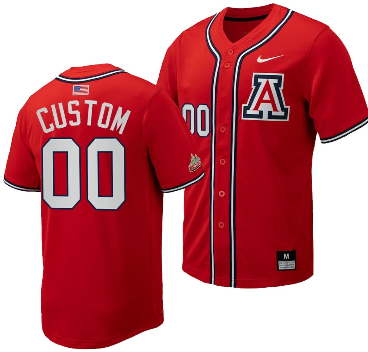 Custom Arizona Wildcats Jersey Name and Number Replica Baseball Full-Button Red 1 Custom Arizona Wildcats Jersey Name and Number Replica Baseball Full-Button Red