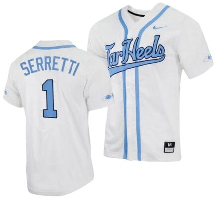 Danny Serretti Jersey #1 North Carolina Tar Heels Baseball White Full-Button