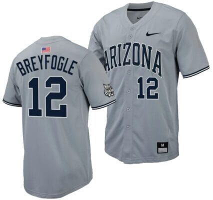 Easton Breyfogle Jersey #12 Arizona Wildcats Replica Baseball Full-Button Gray