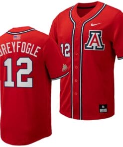 Easton Breyfogle Jersey #12 Arizona Wildcats Replica Baseball Full-Button Red