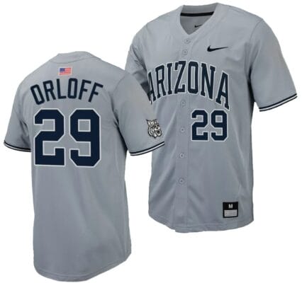 Eric Orloff Jersey #29 Arizona Wildcats Replica Baseball Full-Button Gray