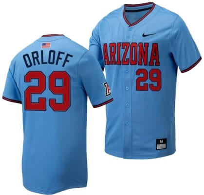 Eric Orloff Jersey #29 Arizona Wildcats Replica Baseball Full-Button Light Blue