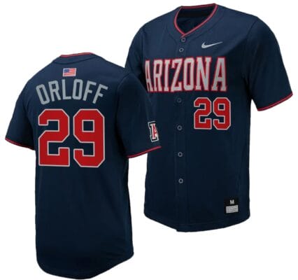 Eric Orloff Jersey #29 Arizona Wildcats Replica Baseball Full-Button Navy