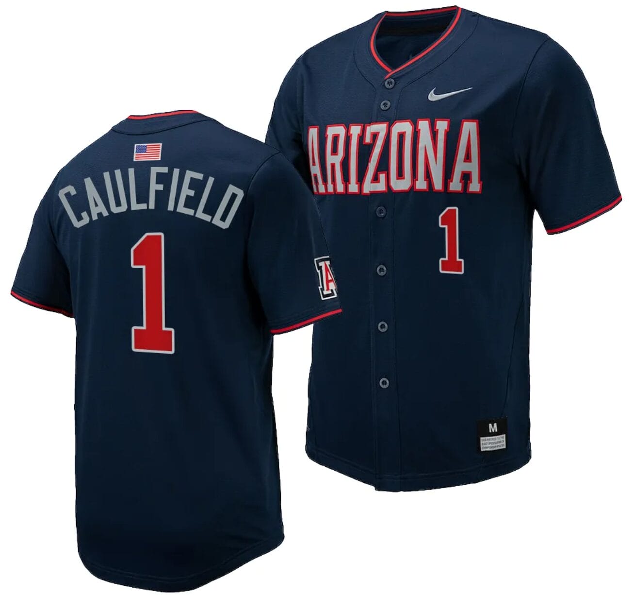 Garen Caulfield Jersey #1 Arizona Wildcats Replica Baseball Full-Button Navy 1 Garen Caulfield Jersey #1 Arizona Wildcats Replica Baseball Full-Button Navy