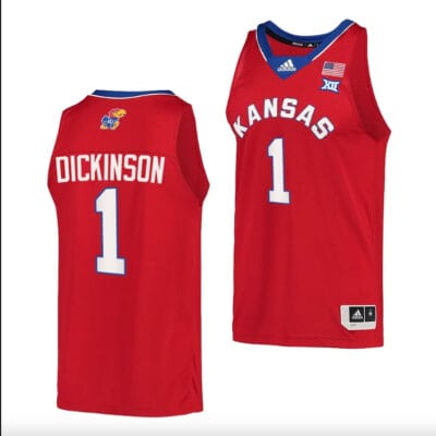 Hunter Dickinson Jersey #1 Kansas Jayhawks College Basketball Red