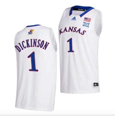 Hunter Dickinson Jersey #1 Kansas Jayhawks College Basketball White