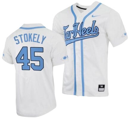 Hunter Stokely Jersey #45 North Carolina Tar Heels Baseball White Full-Button