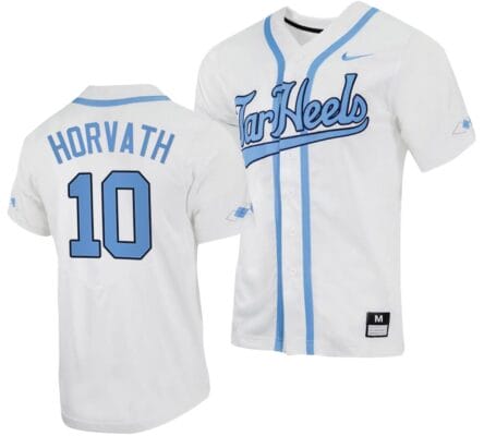 Mac Horvath Jersey #10 North Carolina Tar Heels Baseball White Full-Button