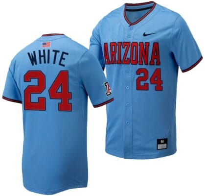 Mason White Jersey #24 Arizona Wildcats Replica Baseball Full-Button Light Blue