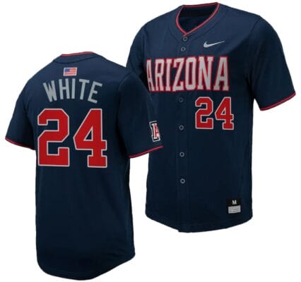 Mason White Jersey #24 Arizona Wildcats Replica Baseball Full-Button Navy
