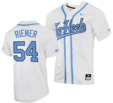 Max Riemer Jersey #54 North Carolina Tar Heels Baseball White Full-Button