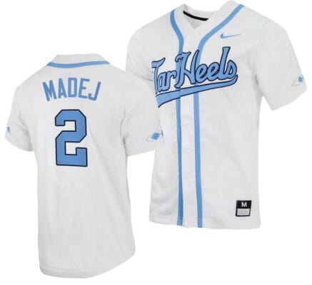 Mikey Madej Jersey #2 North Carolina Tar Heels Baseball White Full-Button 8 Mikey Madej Jersey #2 North Carolina Tar Heels Baseball White Full-Button