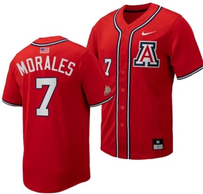 Richie Morales Jersey #7 Arizona Wildcats Replica Baseball Full-Button Red 6 Richie Morales Jersey #7 Arizona Wildcats Replica Baseball Full-Button Red