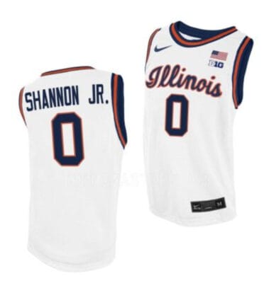 Terrence Shannon Jr Jersey #0 Illinois Fighting Illini College Basketball White